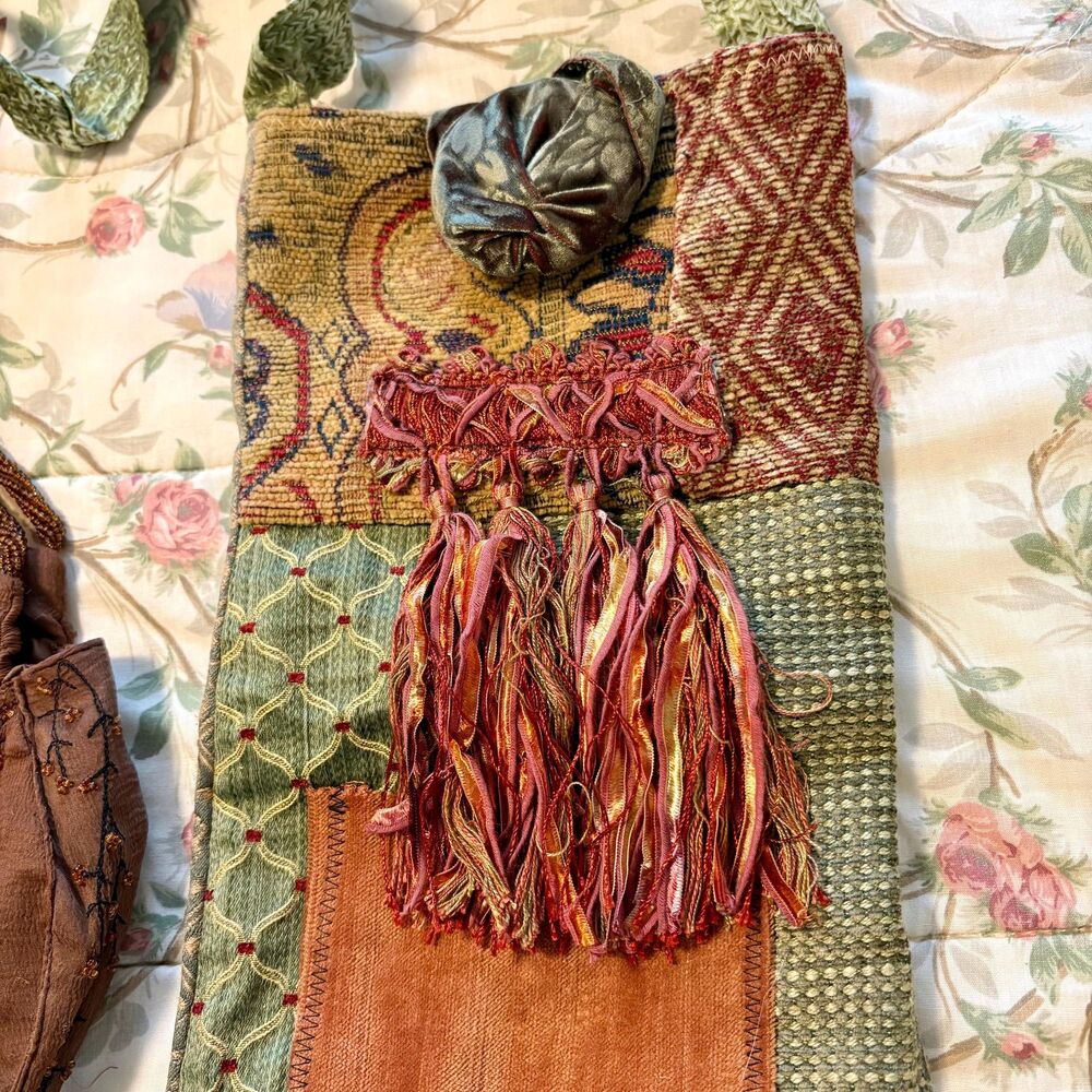 Vintage Boho Artisan Handbag Lot of 2 Beaded Purse & Patchwork Crossbody - Picture 3 of 10